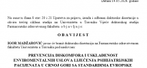 Farmaceutsko zdravstveni fakultet: Obavijest o odbrani doktorske disertacije Igor Madžarović