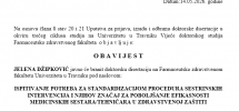 Farmaceutsko zdravstveni fakultet: Obavijest o odbrani doktorske disertacije Jelena Džipković